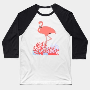 Flamingo Tropical Beach  Coral Reef Baseball T-Shirt